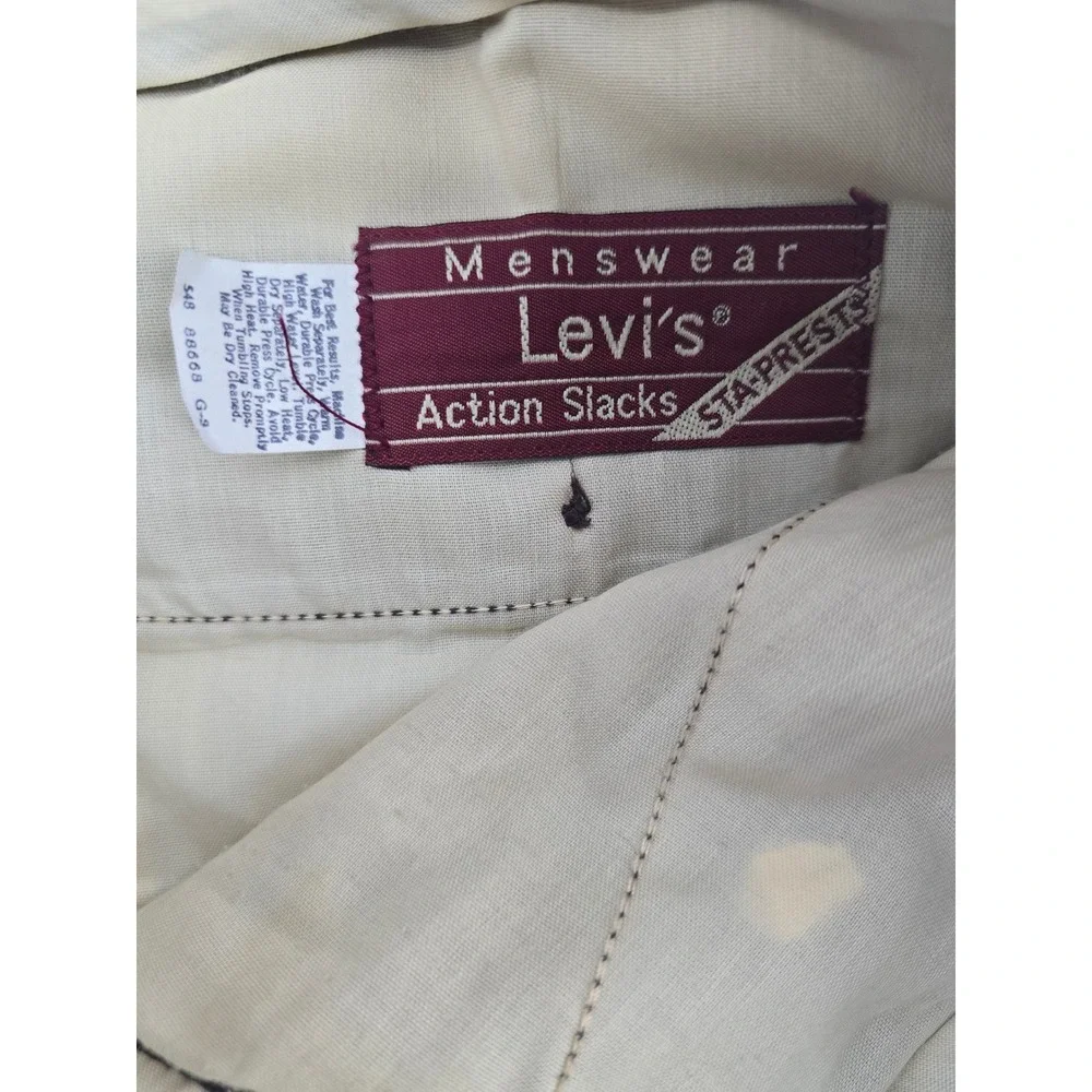 Levis Action Slacks Mens 34x30 Brown Sta-Prest Vintage 70s Straight Leg Trousers